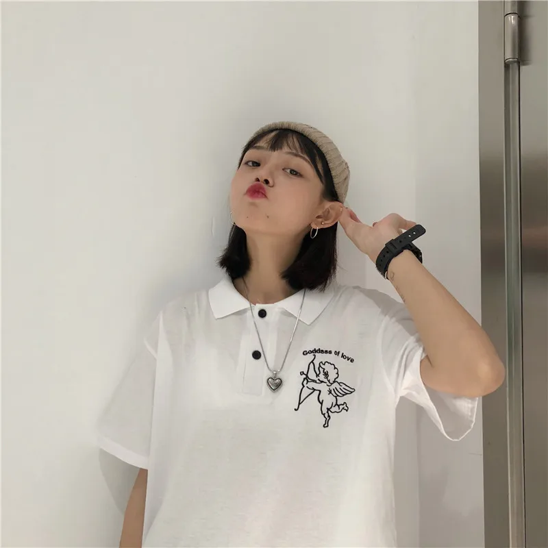 Футболка в стиле Харадзюку С купидоном женская футболка y2k Ullzang графическая