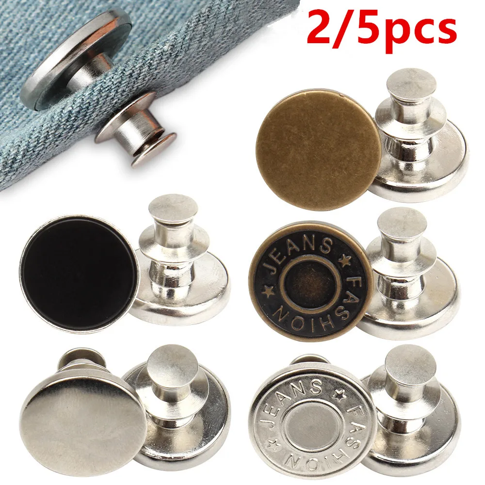 

5PCs Snap Fastener Metal Buttons For Clothing Jeans Perfect Fit Adjust Self Increase Reduce Waist Free Nail Twist Sewing Buttons