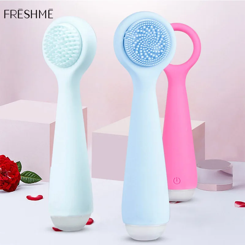 FRESHME 2 в 1 силиконовая Очищающая щетка для лица очиститель для лица съемный Электрический инструмент для чистки belleza инструменты для ухода за кожей лица