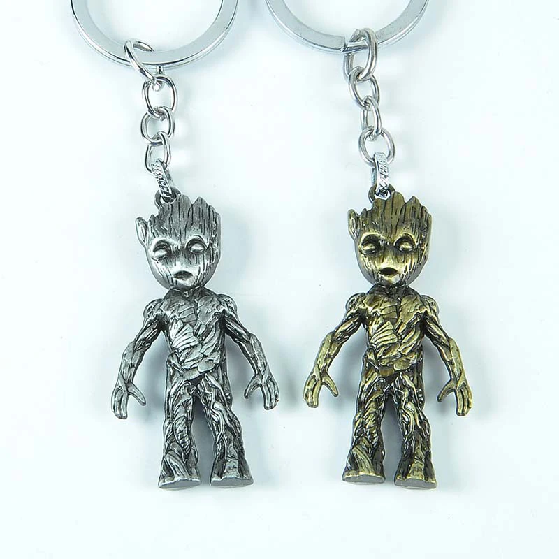 Handmade Alloy Keychain Home Decoration Figurines Anime Groot Baby Tree Miniature Model Vintage Bronze Silver Ornaments Crafts | Дом и сад