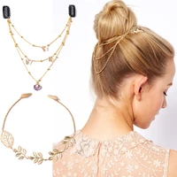 new chain hairpins for women shell pearl butterfly tiara tassel hair clips barrettes braided headband ponytail hair accessories