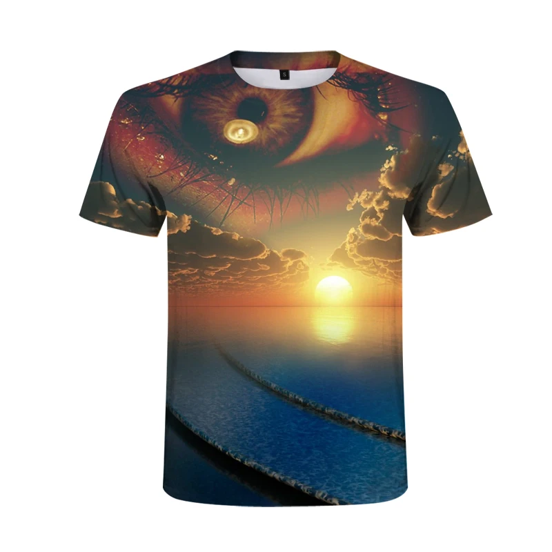 

2021 Summer Comfort 3d Printed Men's Short Sleeve T-shirt, Creative Eyes 3d Printing Loose Cool Short Sleeves