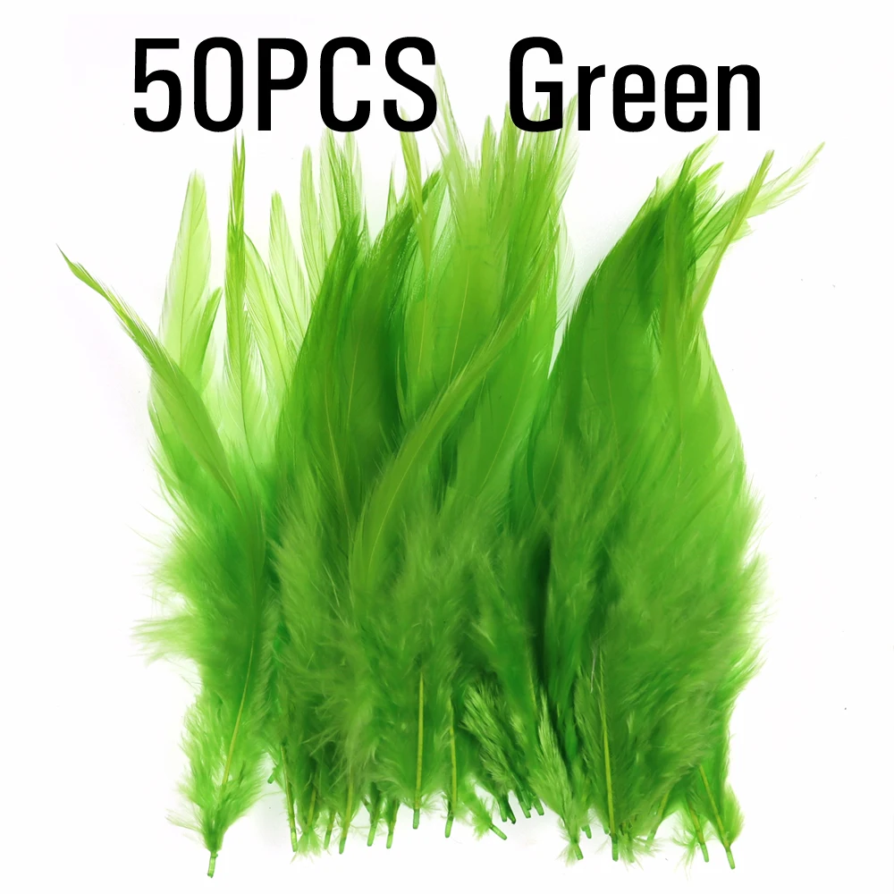 ICERIO 50 шт. мухобойка крюк седло для петуха Hackle петух Schlappen перо форель Steelhead мухи связывающие материалы - Цвет: Green 50pcs