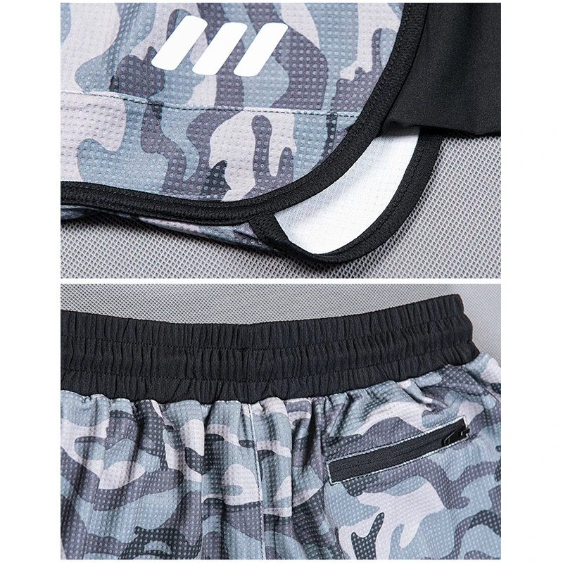 2020 New Sports Pants Mens Camouflage Fake Two-piece For Basketball Shorts Outdoor Running Marathon Double-layer Leggings