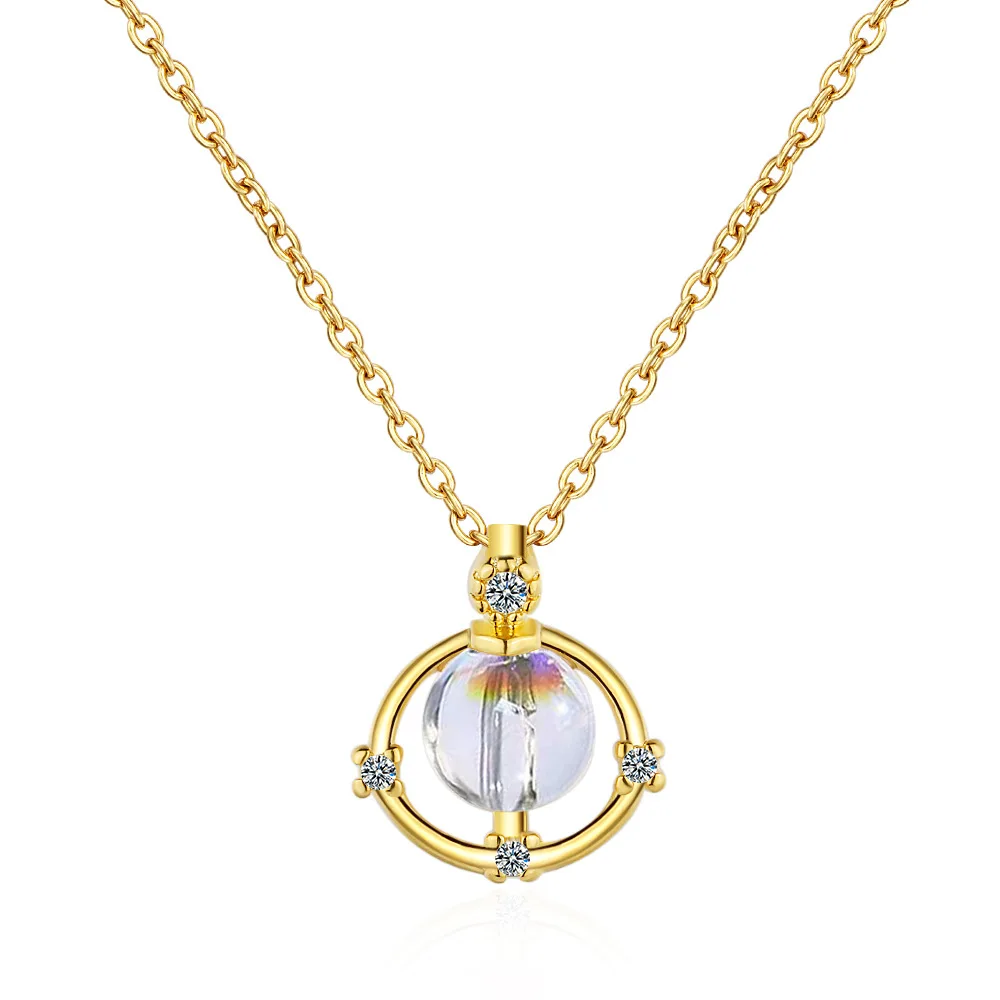 

100% 925 Sterling Silver Fashion Universe Star Shiny Crystal Female Pendant Necklace Original Jewelry Women Short Choker Chains