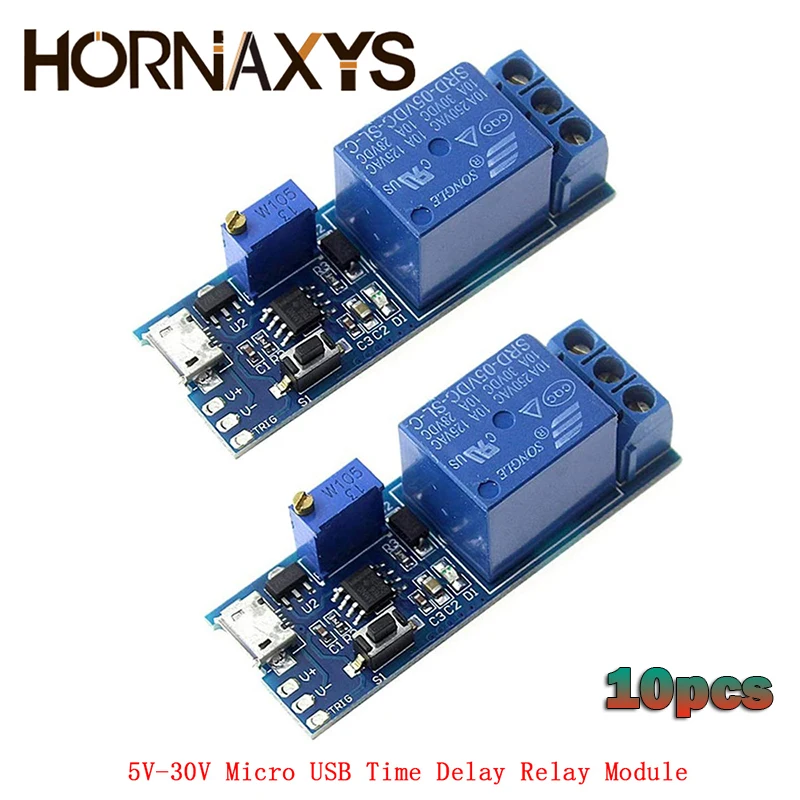 

10 шт. реле задержки 5в-30в, реле времени, реле задержки, переключатель питания Micro USB, регулируемая плата реле времени
