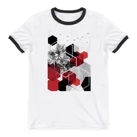 womens clothing 2021 funny geometric hexagons in red and black tshirt femme summer tops tee shirt female funny t shirt tops