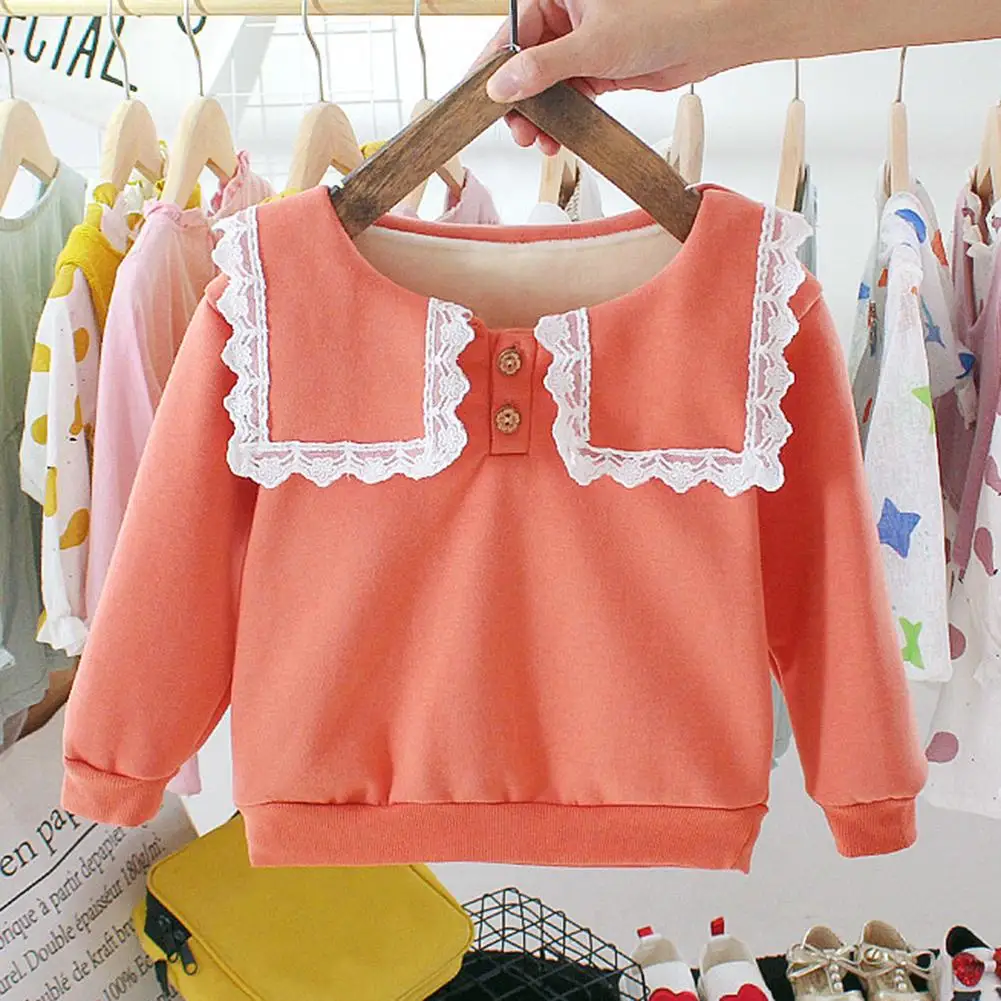 Baby Girl Kids Sweatershirt Comfort Soft Long-Sleeves Fashion Trend Patchwork Round Collar Cotton Clothes Casual Tops