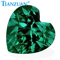 green color 5 10mm heart shape dia mond cut sic material moissanites loose gem stone