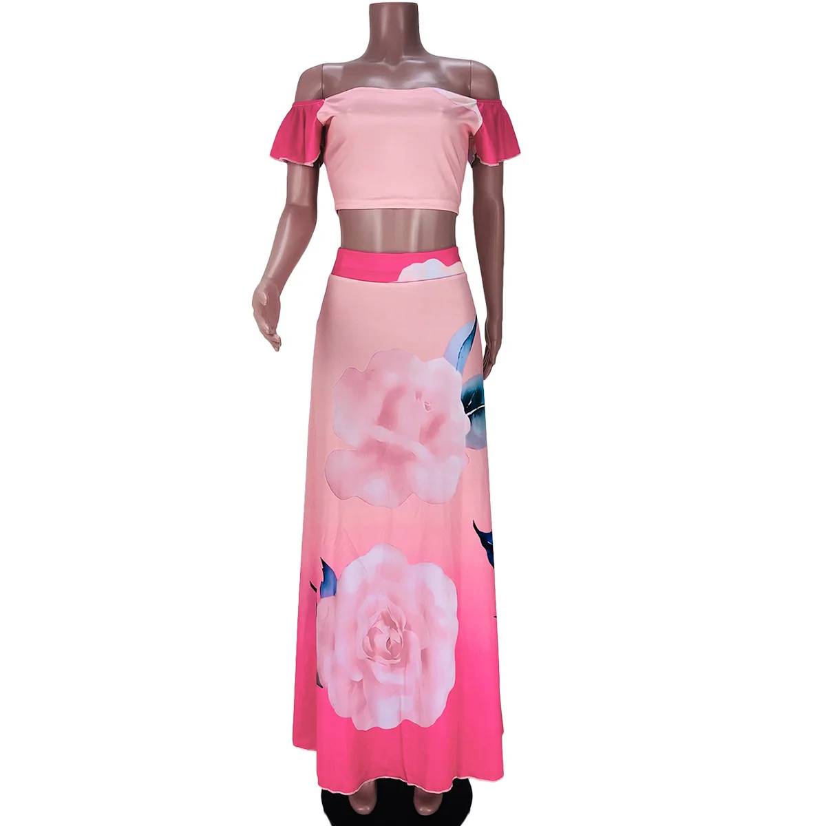 

Women's New 2021 Women's Two-piece Burnt Flower Dress Two-piece Dress