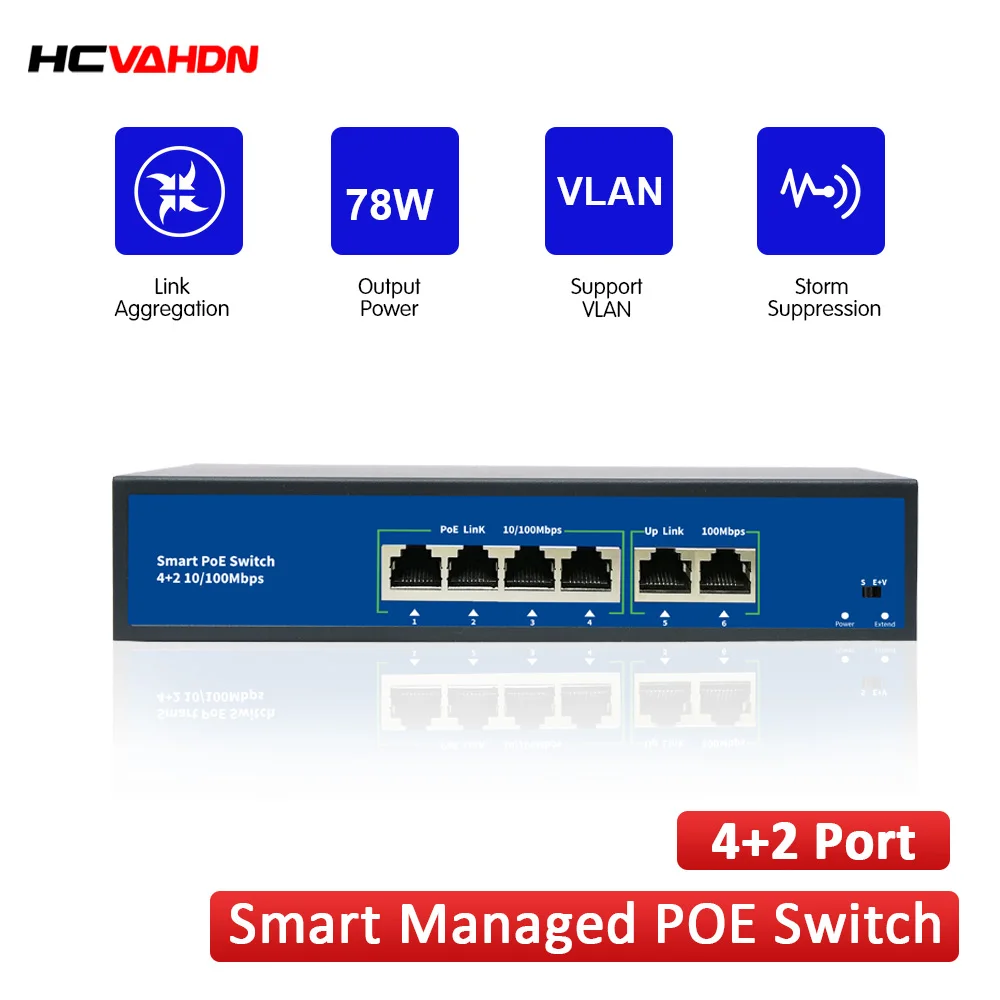 4 Порты и разъёмы коммутатор питания через Ethernet для IP-камера с 2 100 м uplink 1