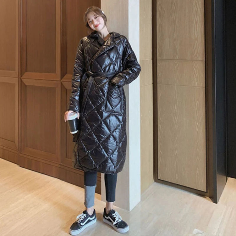 2020 Женская клетчатая длинная пуховая куртка женская теплая хлопковая парка