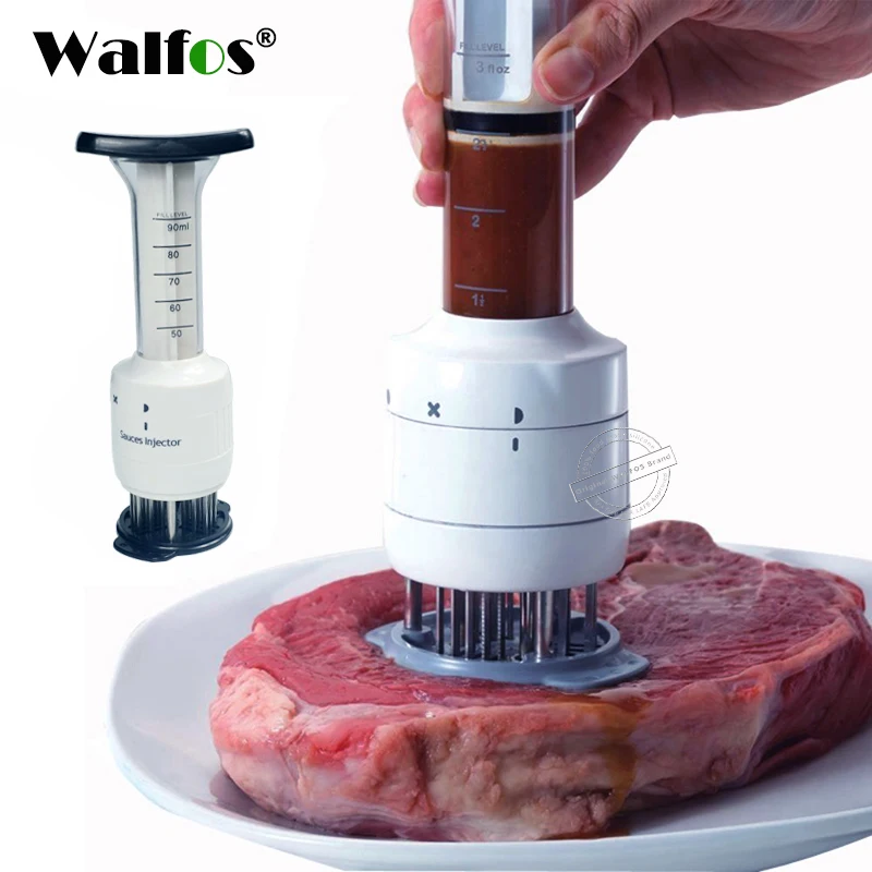 

Walfos Еда Класс Нержавеющая сталь размягчитель мяса игла и мясо инжектор маринад вкус шприц Кухня инструменты