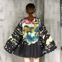 japanese style kimono shirt women blouse and tops cartoon print cardigan obi yukata haori open stitch japanese clothes