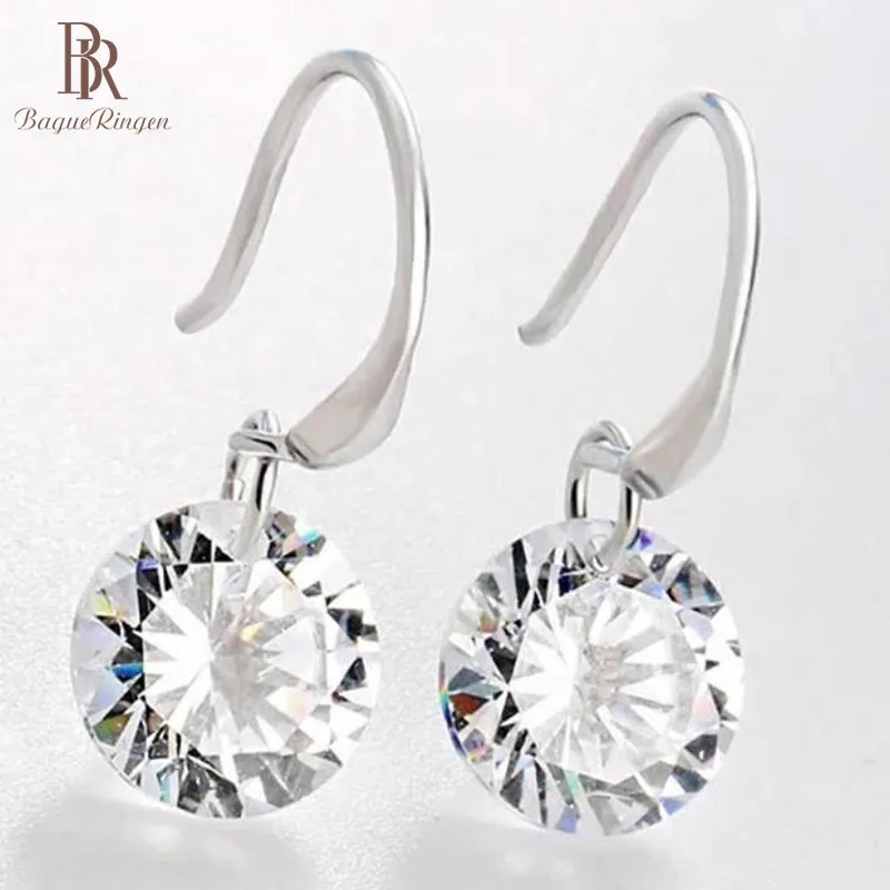 

Bague Ringen Classic Single Diamond Earrings for Women Simple Fashion Personality Silver 925 Jewelry Female Wedding Ear drops
