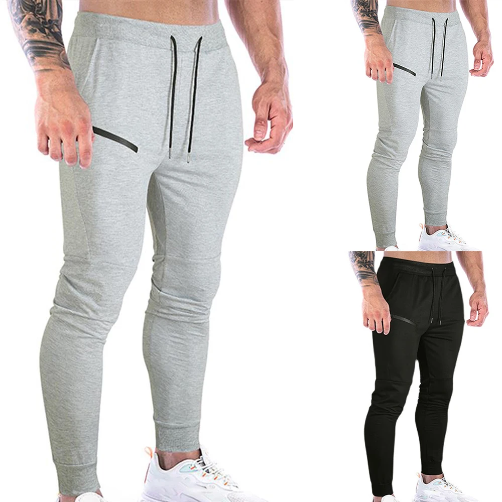 

Мужские Простые облегающие Стрейчевые длинные брюки, модные повседневные штаны для бега, мужская спортивная одежда для спортзала и фитнеса...