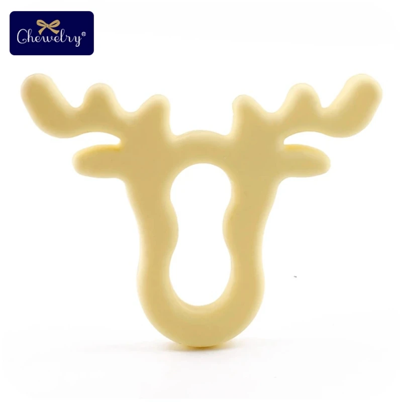 Yellow Elk 1 шт. силиконовые снежинки Прорезыватель Рождественская елка звезда кулон Рождественский Олень Подарки для ребенка Лось пряники Ман детский Прорезыватель подарки - Цвет: Yellow Elk