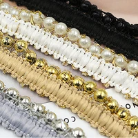 10 yard 15mm pearl goldsilver embroidery fabric lace handmade diy sewing supplies craft wedding dress decoration accessories
