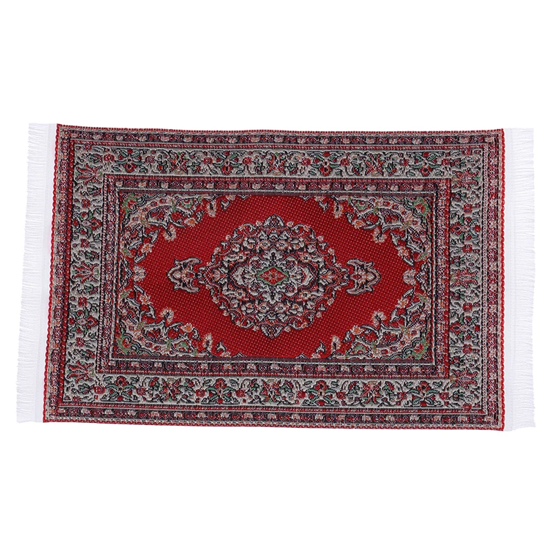 

1Pcs 1:12 Dollhouse miniature embroidered carpet woven rug floor coverings