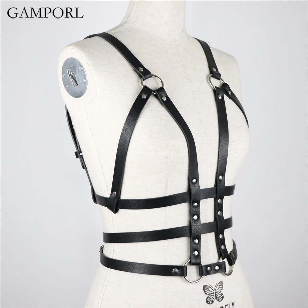 GAMPORL тело Связывание кожаное платье Жгут Бюстгальтер Талия клетка БДСМ
