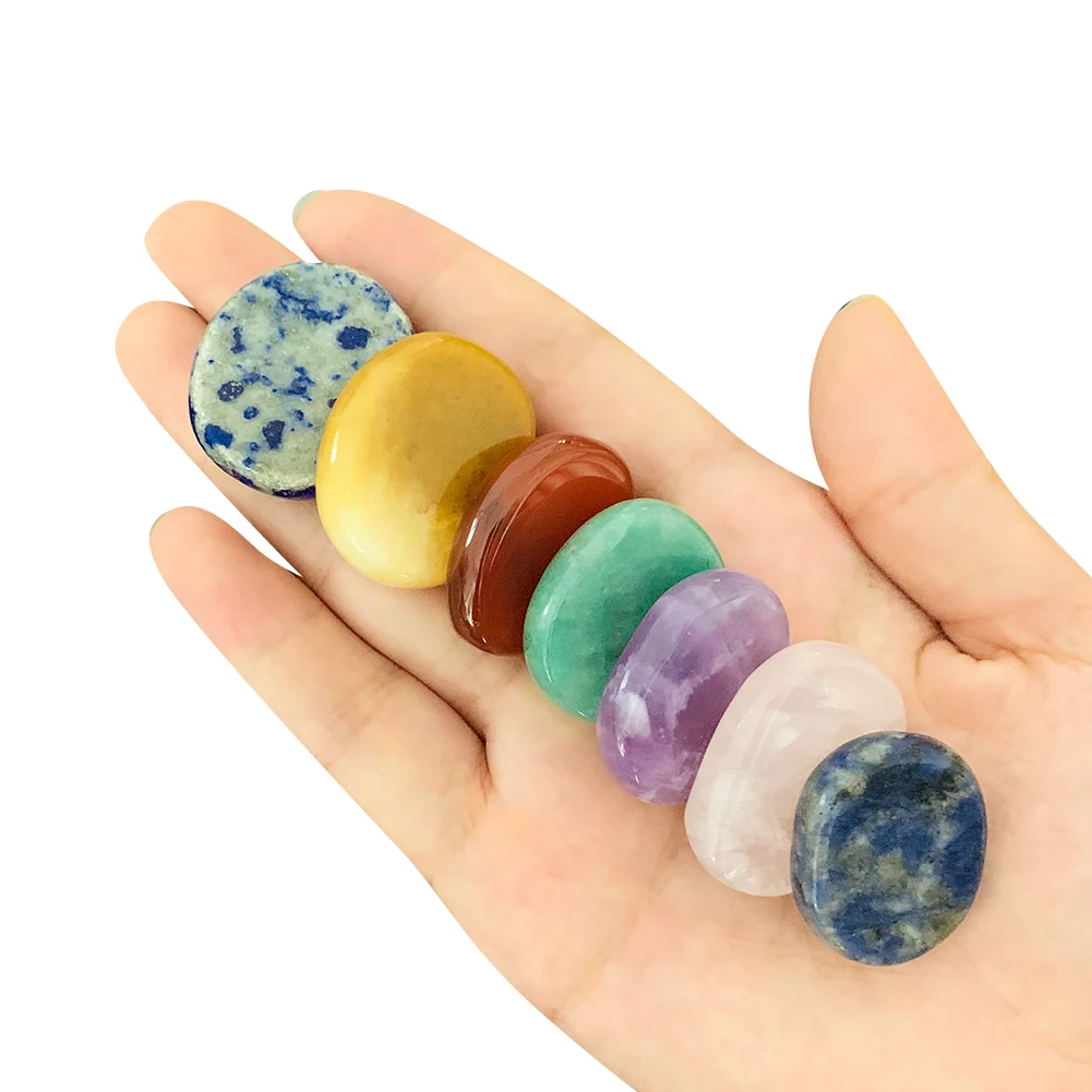 

7pcs/set Chakra Symbols Reiki Natural Quartz Crystal Stone Yoga Energy Spiritual Healing Meditation Massage Stone Home Decor