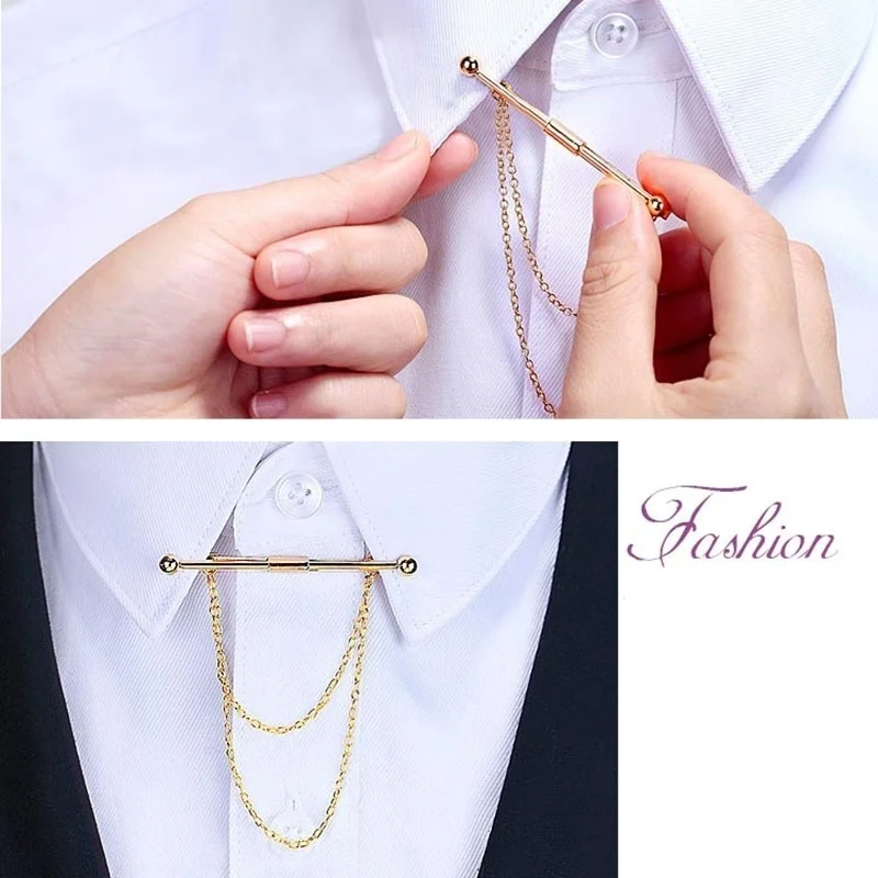 Классический мужской зажим на воротник рубашки брошь булавки цепочка Модный