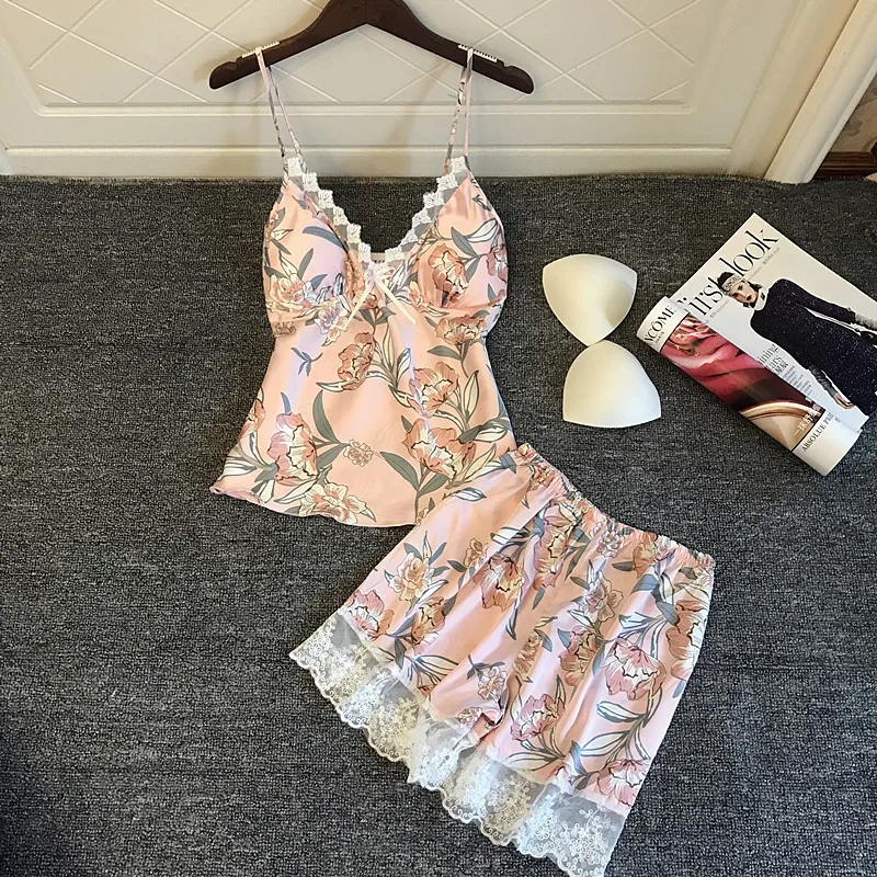

Создание 101 весенне-летние женские пижамы на подтяжках тонкий Шелковый костюм из двух предметов Домашняя одежда для сна