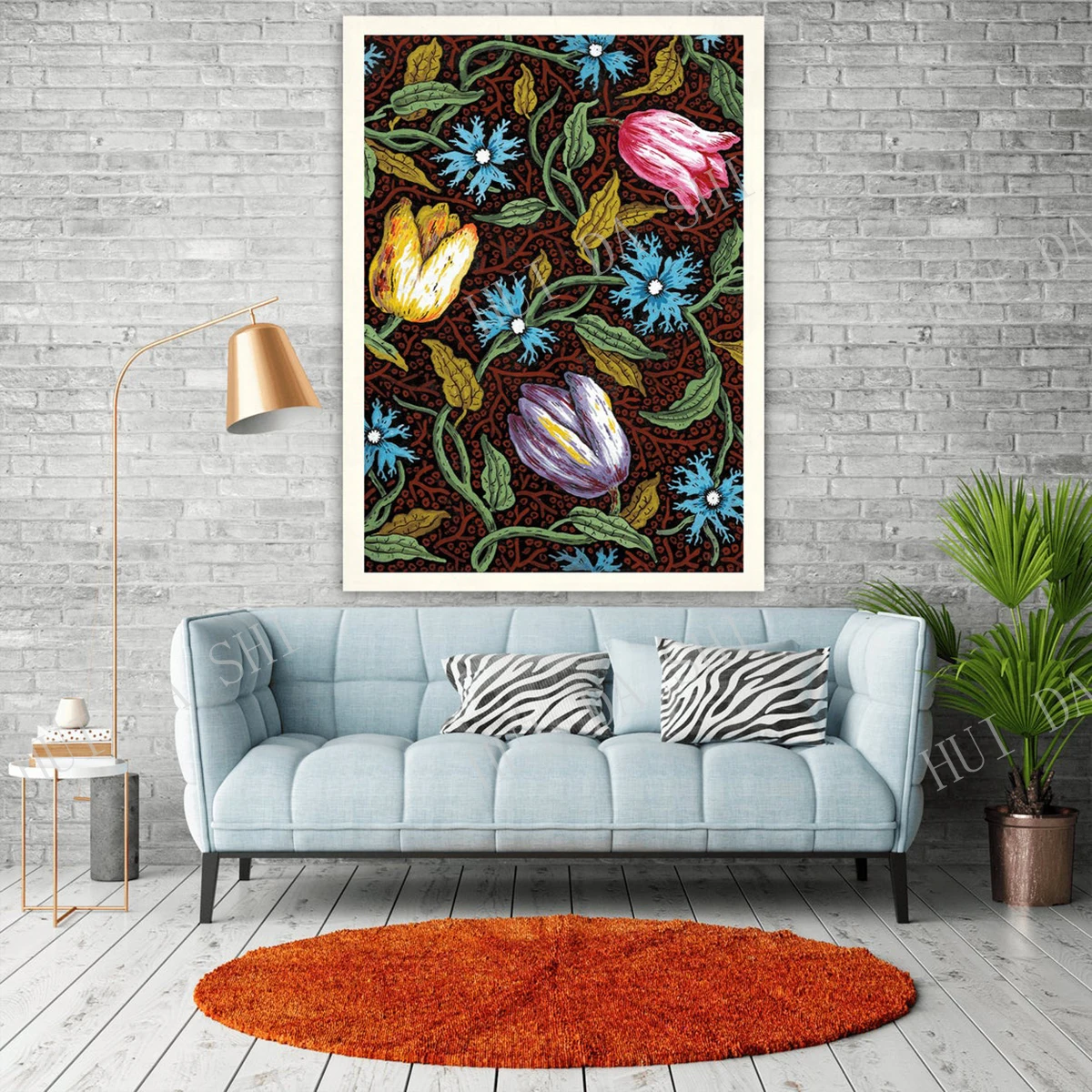 Ретро постер с растительным рисунком тюльпана винтажный цветочный настенный