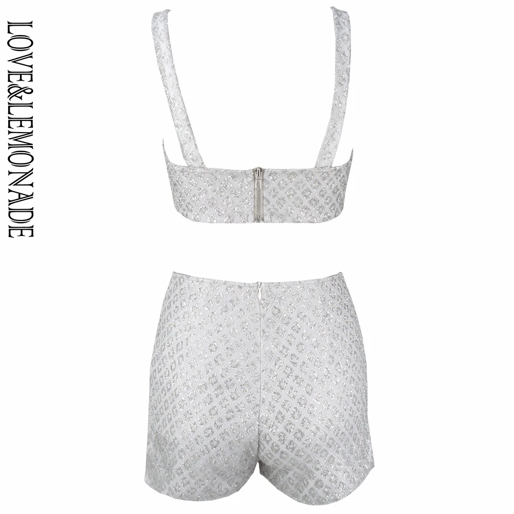 Женский костюм-двойка LOVE &amp LEMONADE серебристый облегающий костюм с