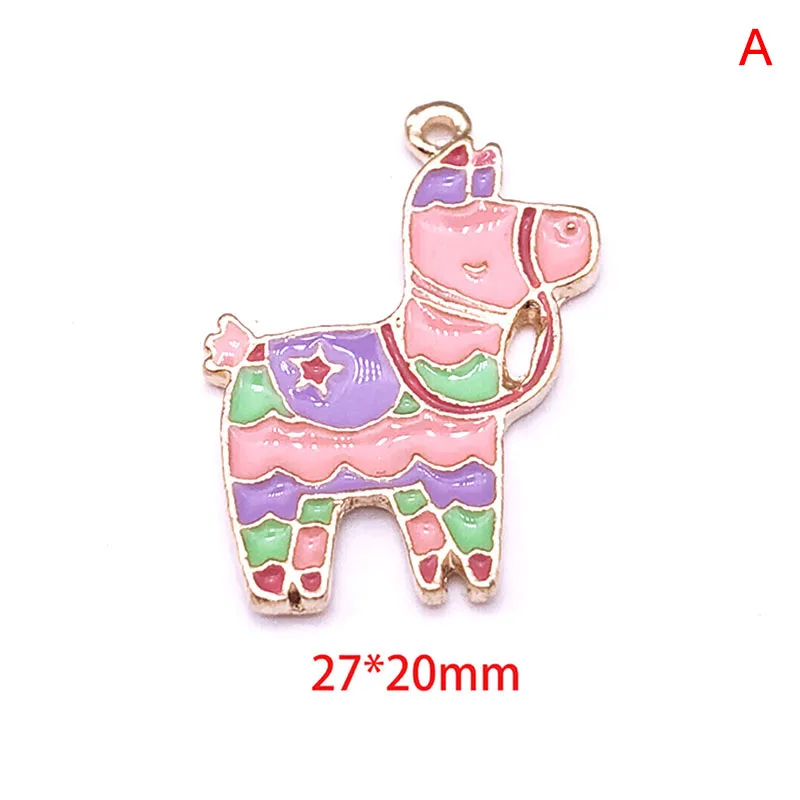 10 шт./лот мультфильм лламы торт сердце кактус эмаль шарм золото металл подвеска