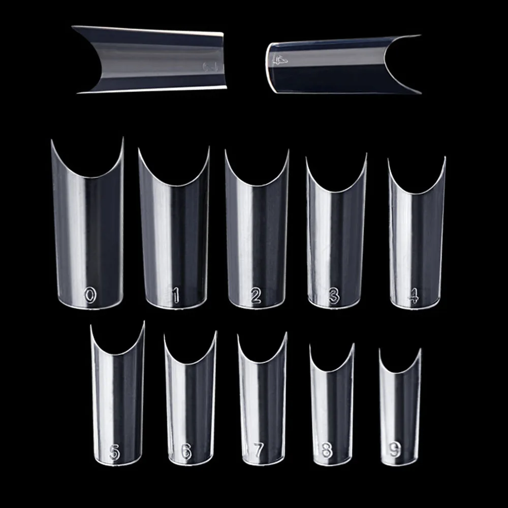 500 шт./пакет Типсы Полное покрытие Форма C Изогнутые Поддельные ногтей прозрачный