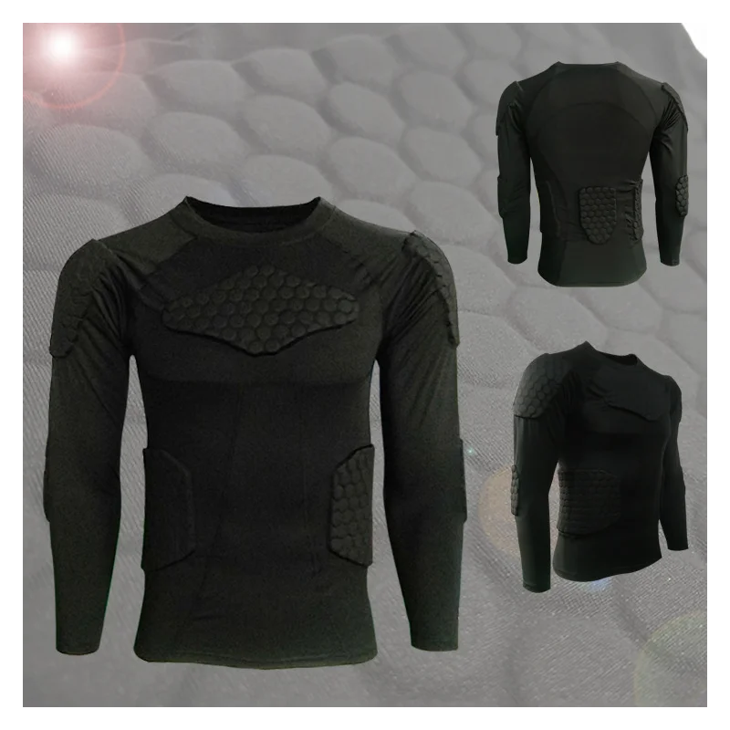 

Men Long Sleeve Sweatshirt Compression Shirt Ribs Chest Protector Basketball Football Protective Equipment Training Ball Wear
