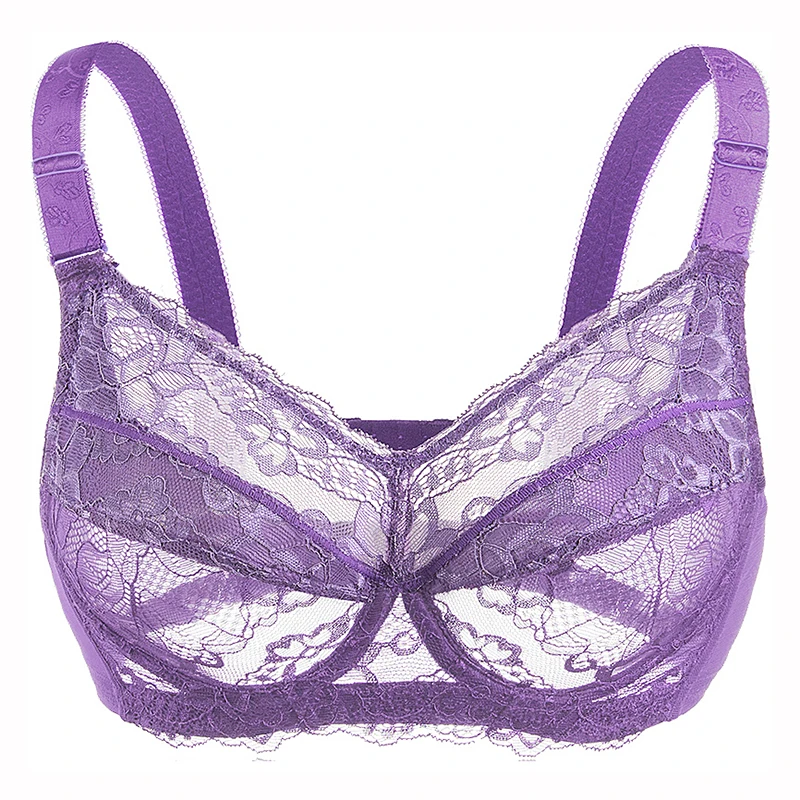 Размера плюс Для женщин без подкладки полный охват Мягкий косточках кружево