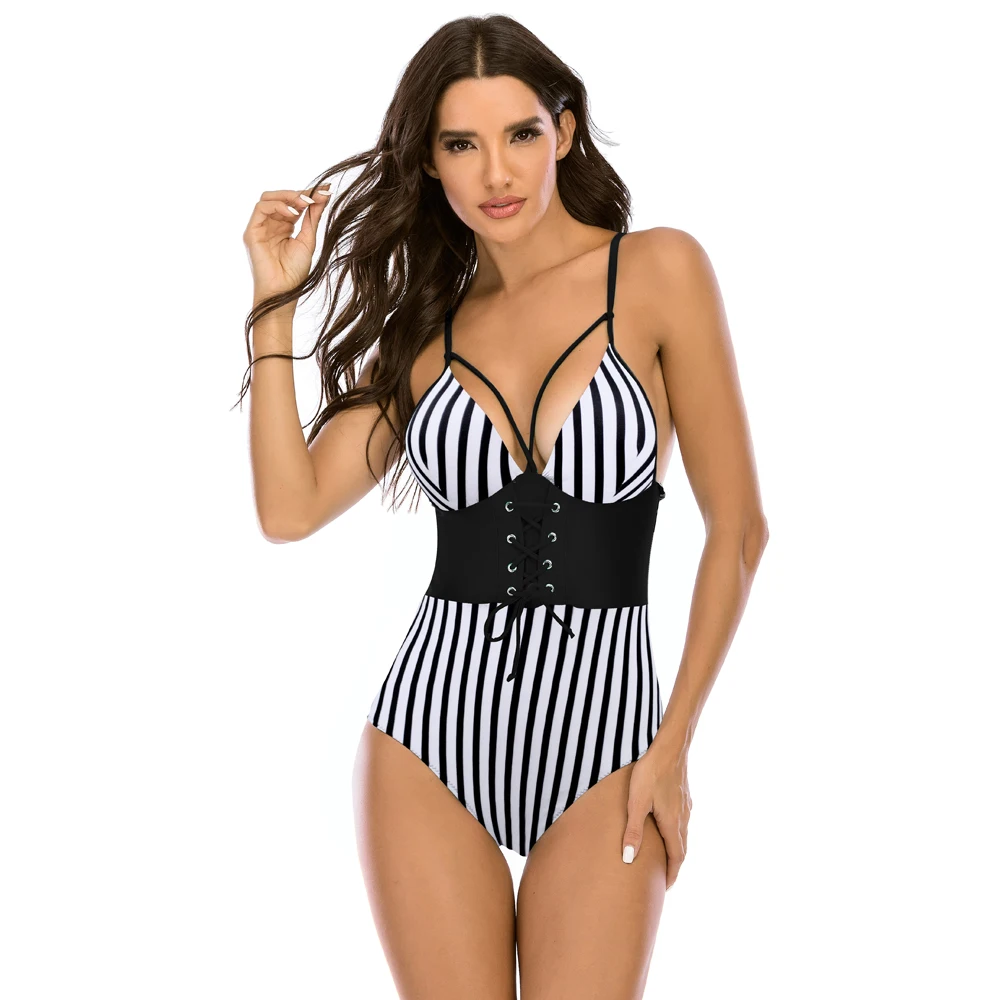 2020 новый купальник размера плюс с глубоким v-образным вырезом сексуальный
