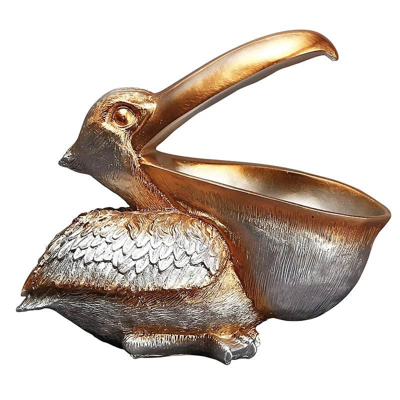 

22cm Resin Pelican Statue Key Candy Container for Home Decoration Accessories Storage Table Desk Decor Living Room 2021 New