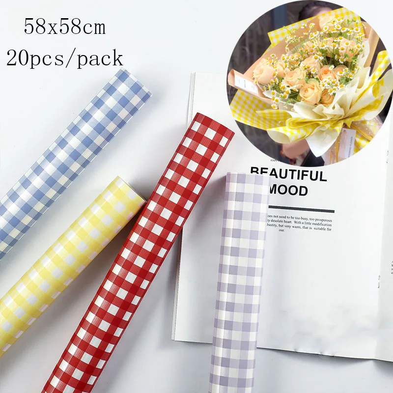 20 шт./упак. 58x58cm Водонепроницаемый Цветок Оберточной Бумага товары для флористики