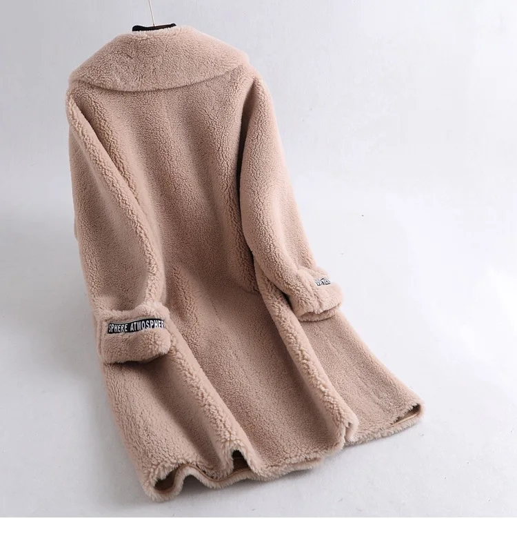 Abrigos mujer invierno шерстяное зимнее пальто, Женское пальто из овечьей шерсти с меховым воротником, верхняя одежда, настоящая цена, одежда