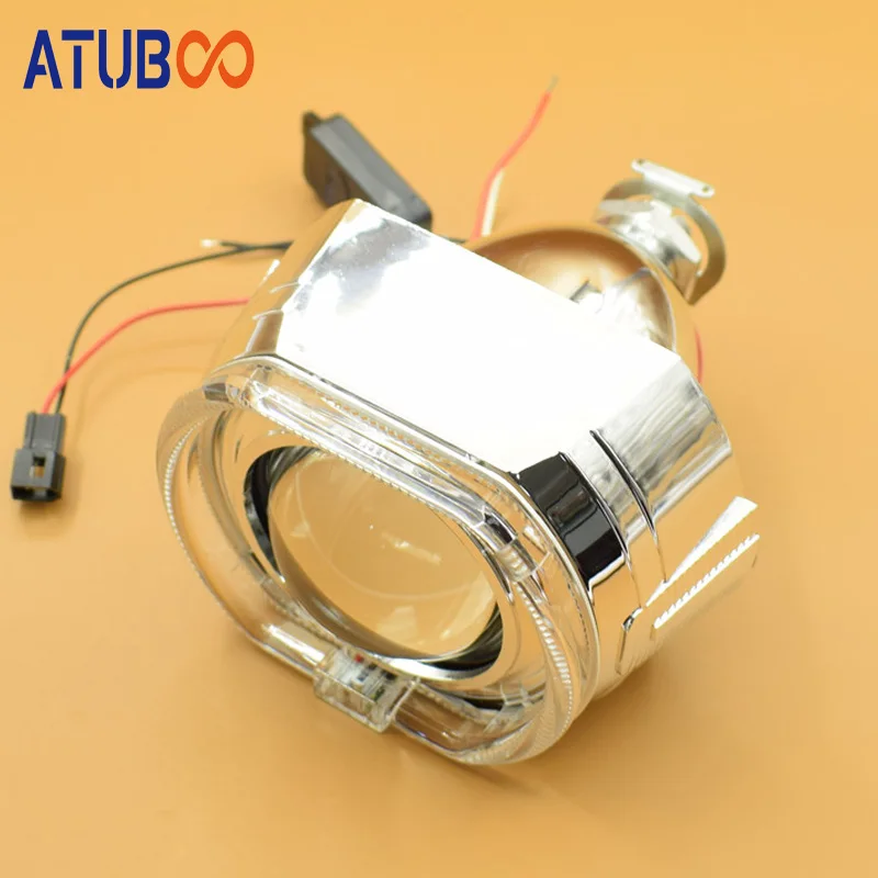 2 5 &quotМини Hid объектив проектора с квадратными кожух Ангел глаз помощью H1 лампы