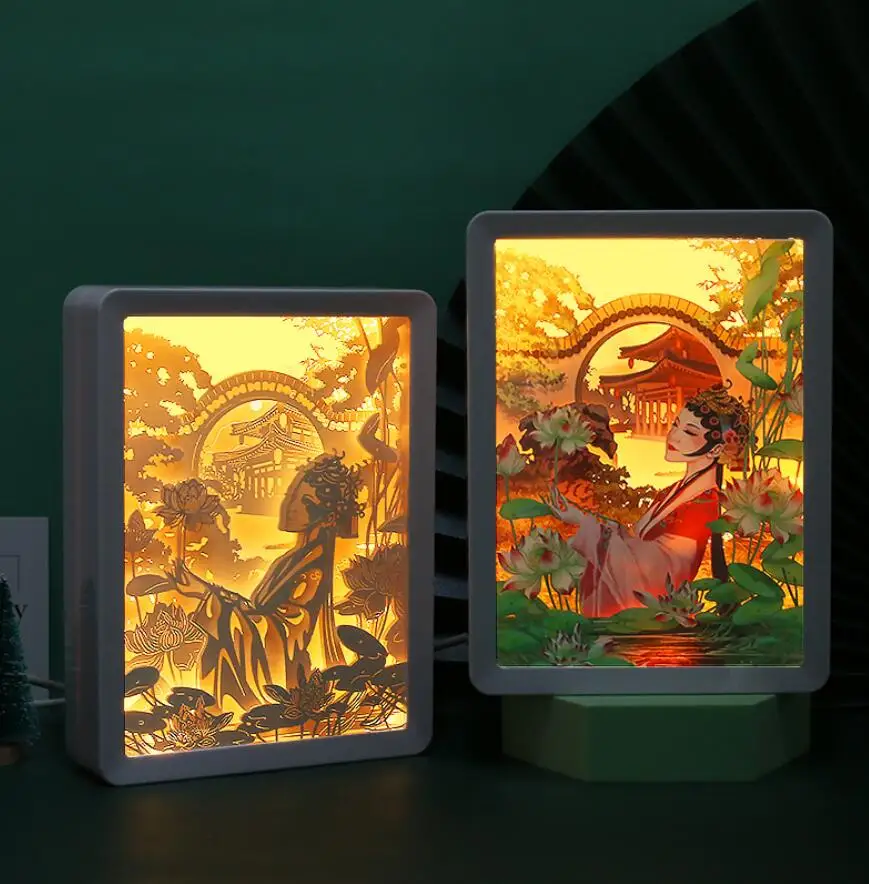 USB с принтом &quotПекинская опера&quot 3D Бумага резьба светодиодный настольная лампа