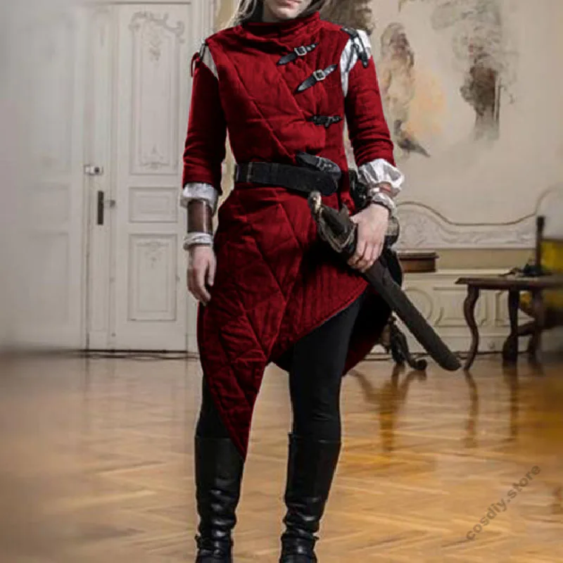 Средневековый Ренессанс Gambeson женский костюм-броня Рыцарь Воин хвост пальто