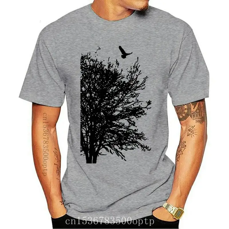 

New 2021 100% cotton short sleeve summer creative tree print men T shirt casual loost men tshirt cool o-neck t-shirt tee shirt