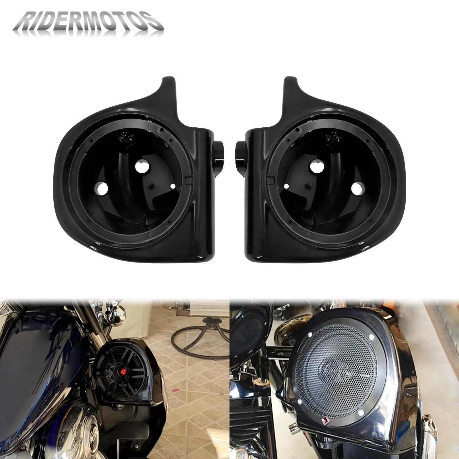 

Motorcycle 6.5'' Speaker Boxes Pods Lower Vented Fairing For Harley Touring Ultra Classic Road King Street Electra Glide 93-13