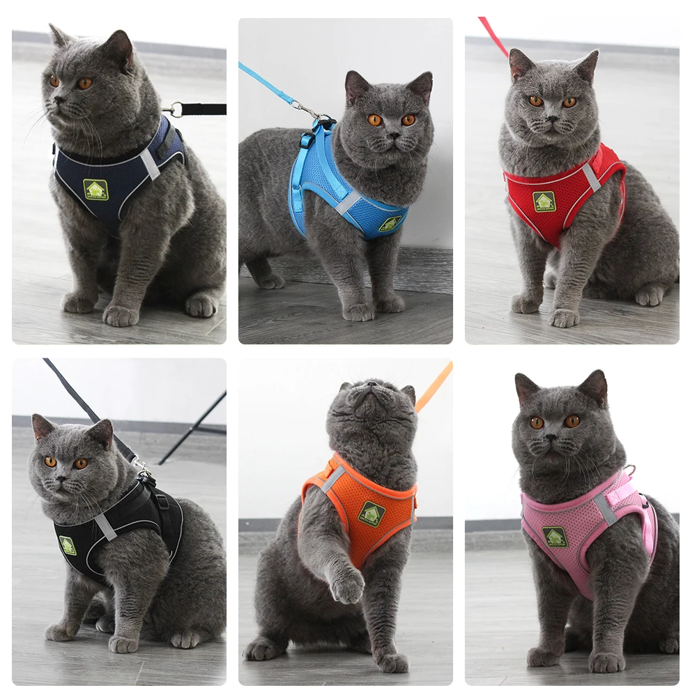 Reflective Cat And Leash Set Nylon Mesh Kitten Puppy Dogs Vest Leads Pet Clothes For Small Yorkies Pug #15 | Дом и сад