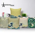 Чехол для подушки в морском стиле, чехол в полоску с волнами для гостиной, чехол для подушки, чехол для океанской подушки, скандинавский чехол для дивана