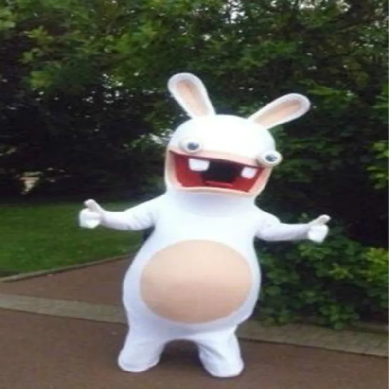 Белый Crazy Кролик костюм талисмана нарядное платье на Хэллоуин Вечерние игры