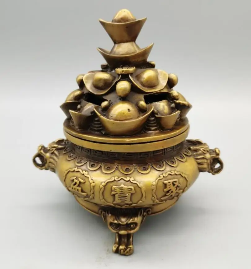 

Китайские латунные тарелки для сокровищ, слитки, горелка для благовоний, ремесла, статуя