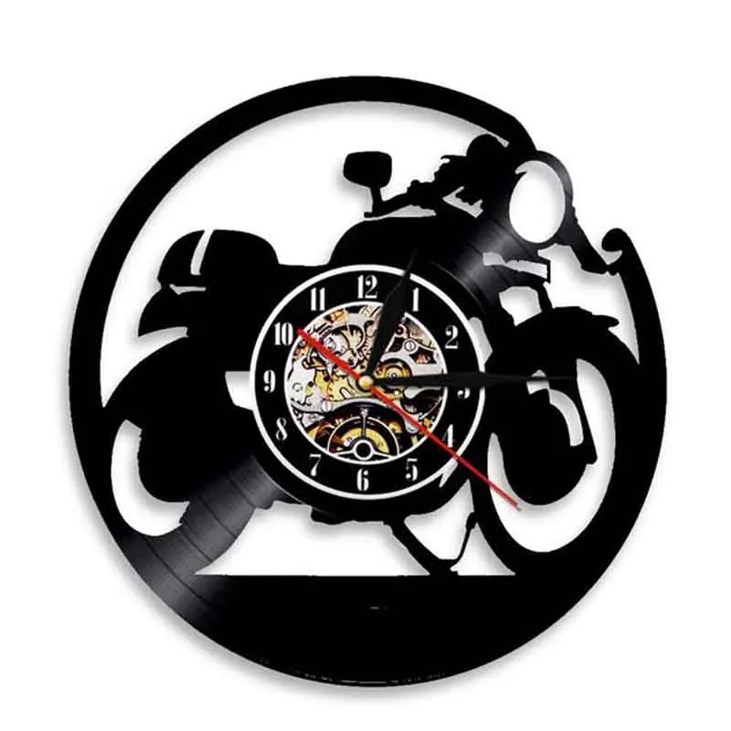 

Виниловый альбом Cafe Racer, переработанные настенные часы с записью, декор для гаража, мужской пещеры, комнаты, ретро, мотоцикл, CD диск, ремесла, ...