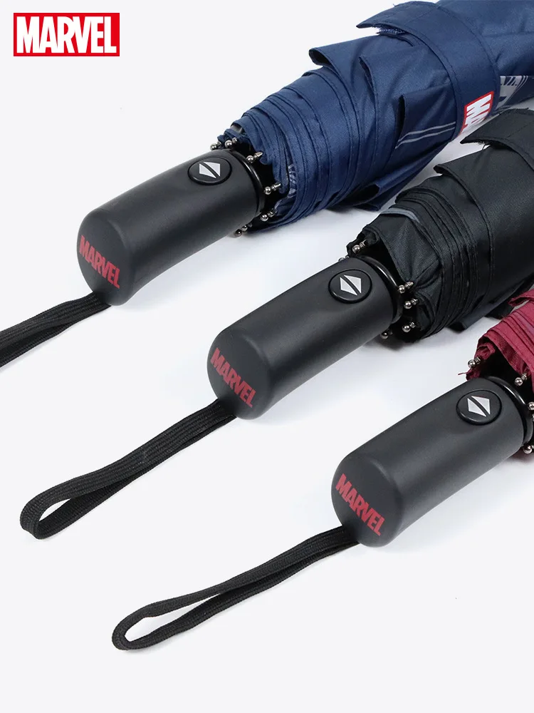 Зонт мужской ветрозащитный большой с изображением Капитана Америки темно-синий