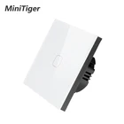 1-канальный сенсорный переключатель MiniTiger, стандарт ЕС, 220-250 В переменного тока, белая стеклянная панель, сенсорный переключатель без функции дистанционного управления