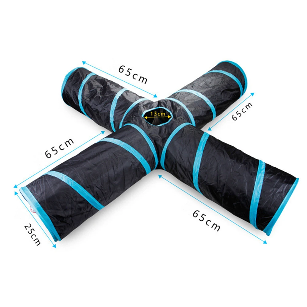 

Dropshipping Pet Cat Tunnel Toys For Cat Kitten 4 Holes Collapsible Crinkle Cat Playing Tunnel Toy